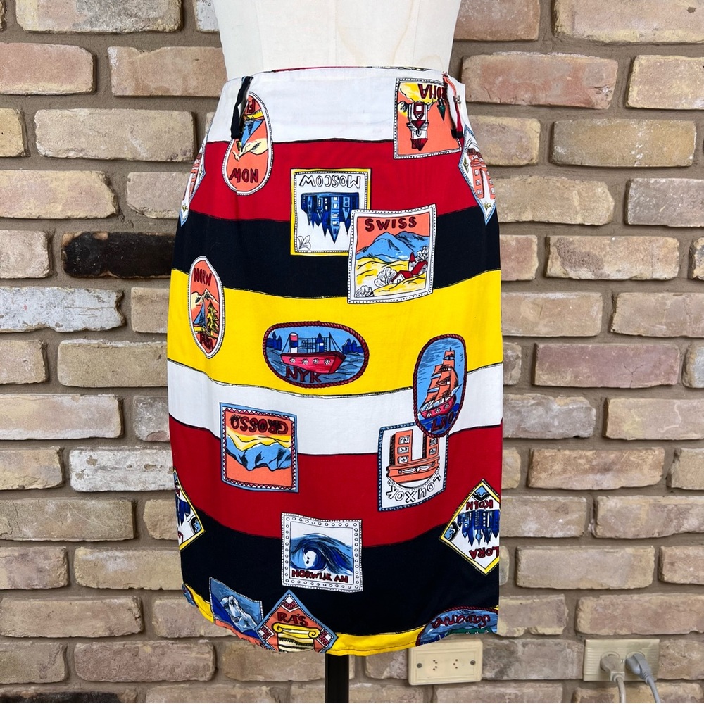 VINTAGE BREECHES travel stamp wrap skirt